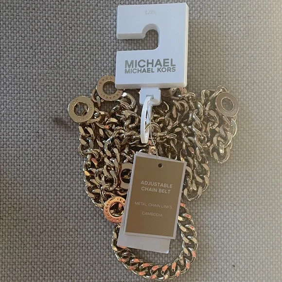 Michael Kors Metallic Gold Chain Belt - Picture 1 of 1
